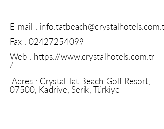 Crystal Tat Beach Golf Resort & Spa iletiim bilgileri